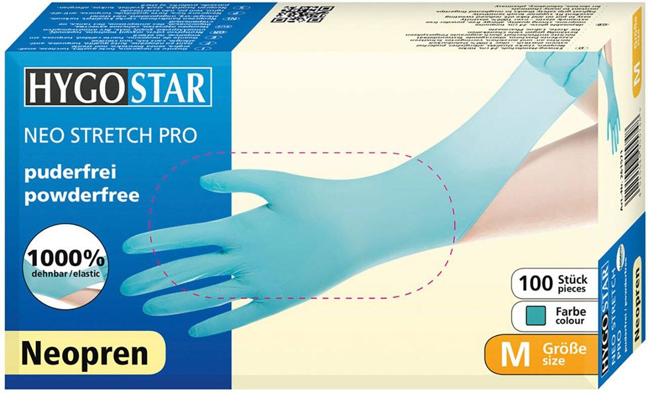 Hygostar Neoprenhandschuh "Neo Stretch Pro", türkis, puderfrei, Größe M