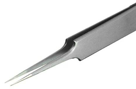 Pinzette, mit sehr feinen und scharfen Spitzen (für SMD Anwendung), 110 mm