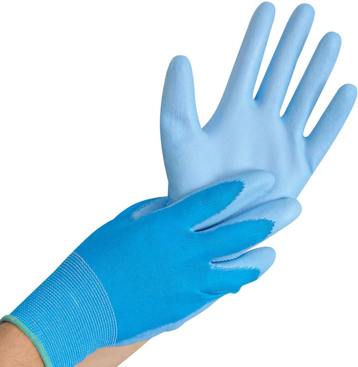 Hygostar Feinstrickhandschuh ULTRA FLEX HAND BLAU PU-Beschichtung, blau, Größe L
