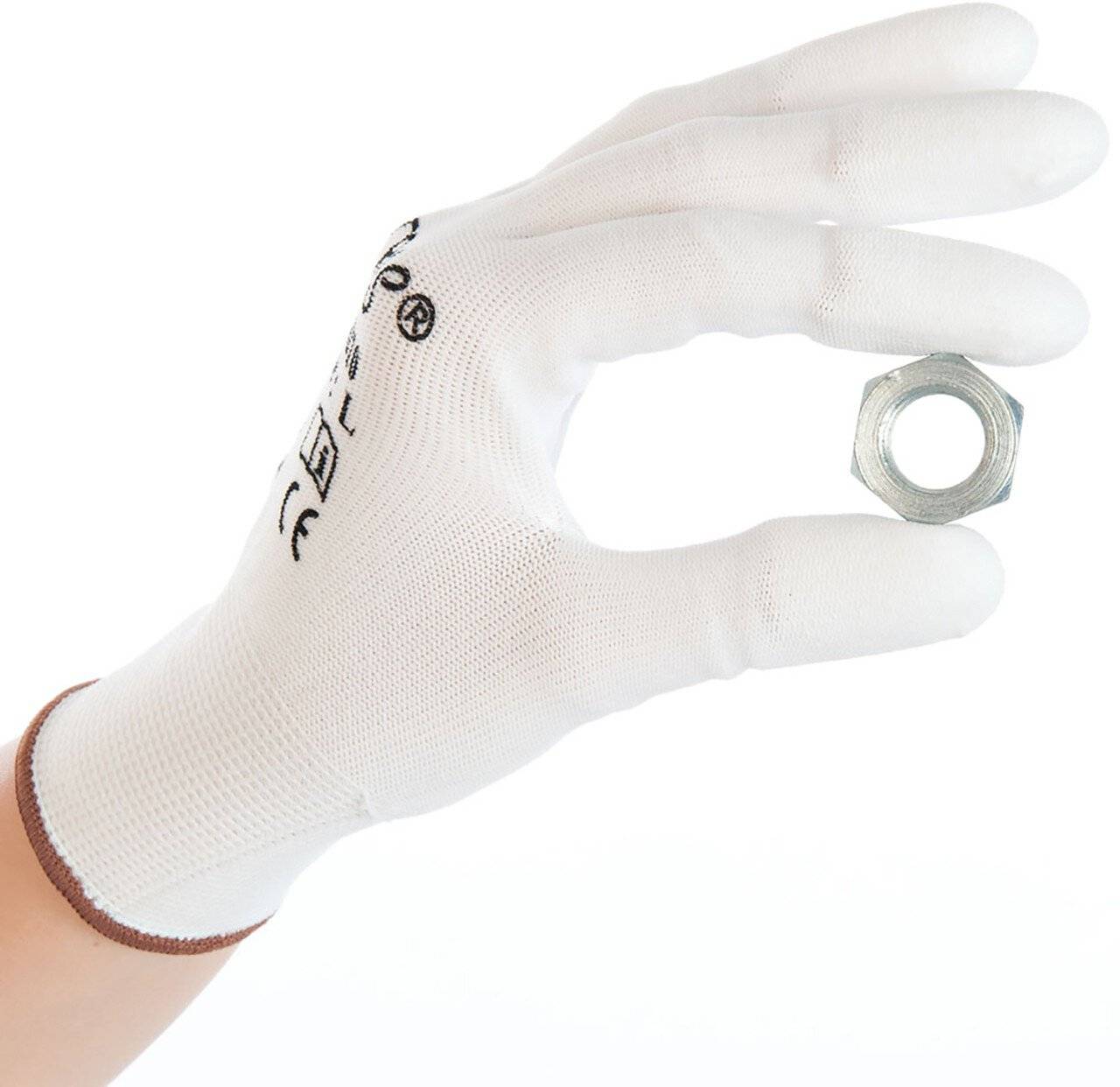 Hygostar Feinstrickhandschuh ULTRA FLEX FINGER PU Fingerkuppenbeschichtung, weiß, Größe L