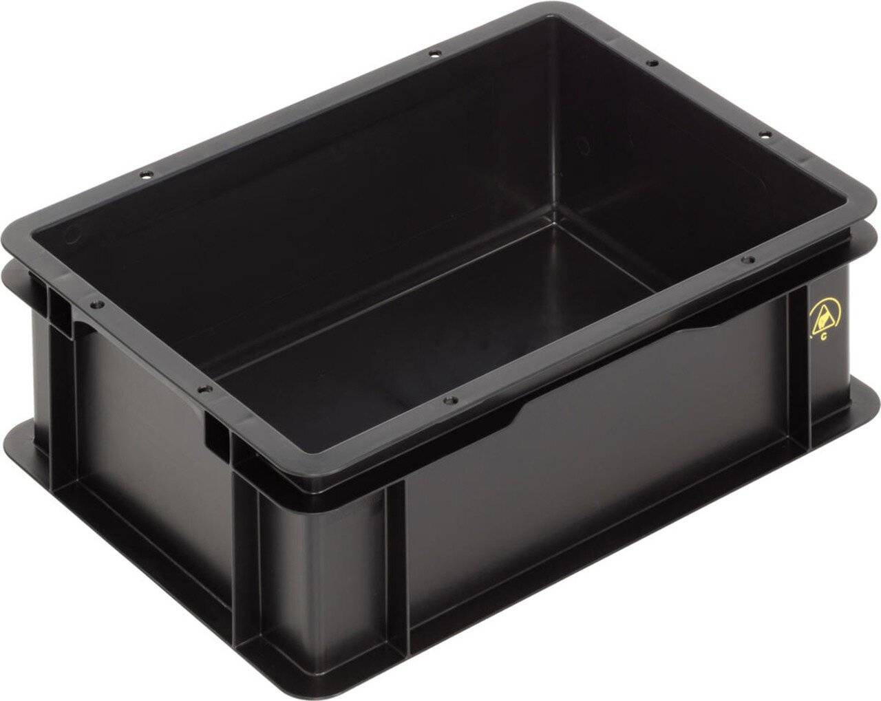 ESD Behälter BL light, Muschelgriffe, schwarz, 400 x 300 x 145 mm