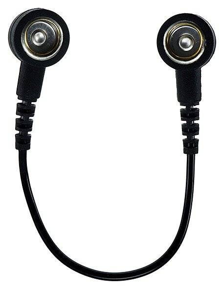 ESD-Erdungskabel, 2x 10 mm Druckknopf, schwarz, 0,15 m
