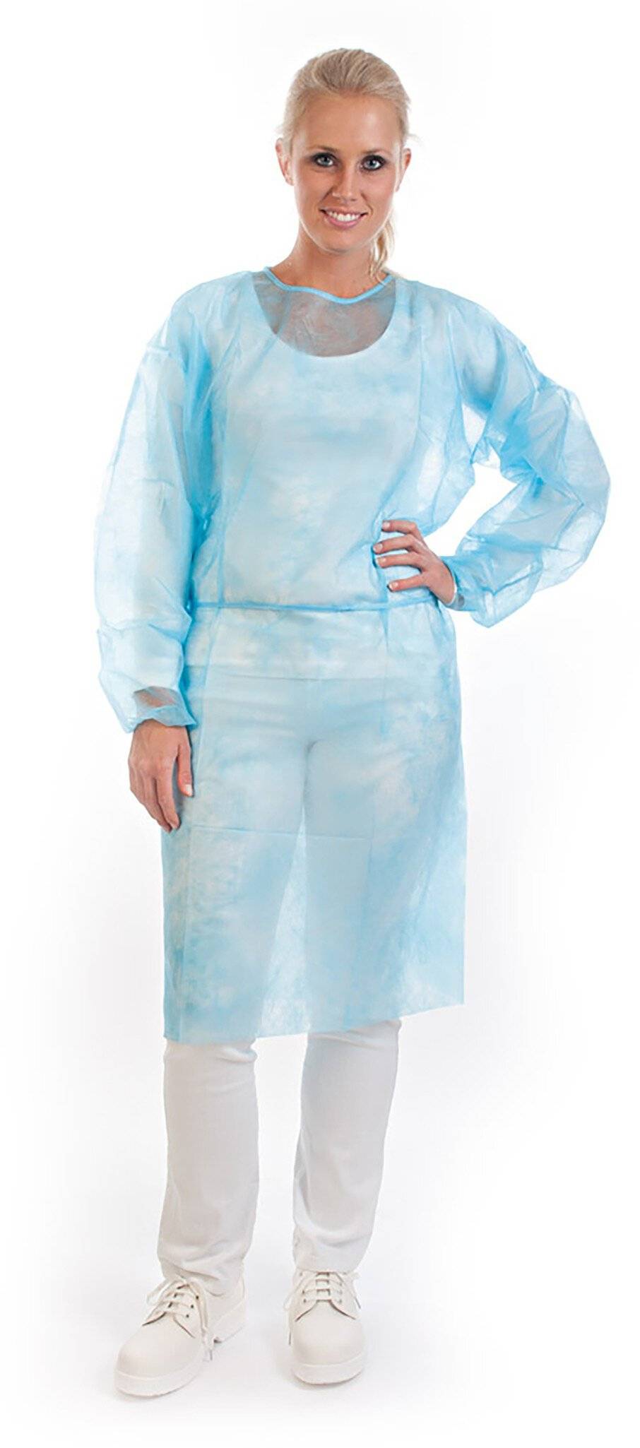 Hygobase OP-Kittel ECO PP, blau, 115x140cm Armgummi+Taillenband
