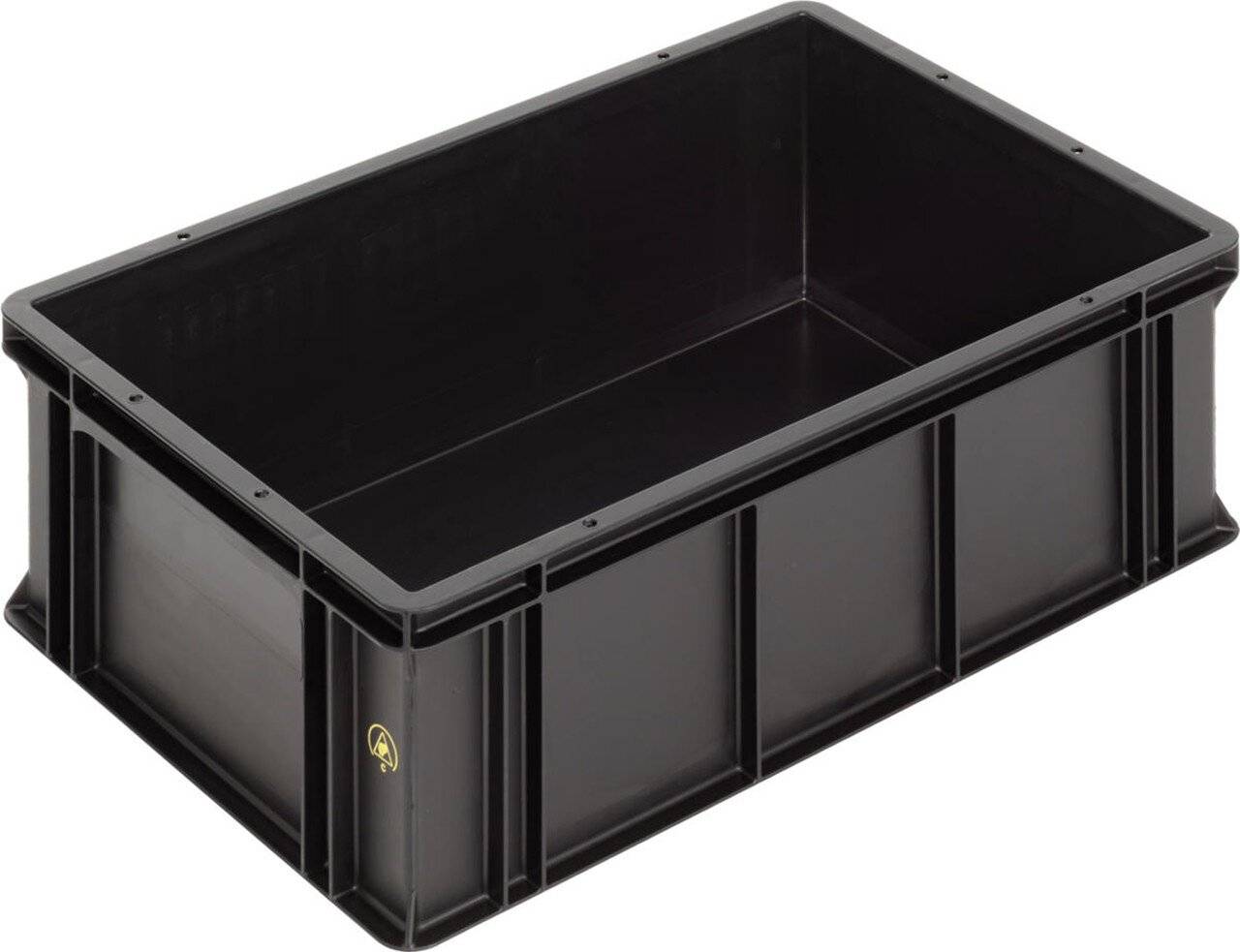 ESD Behälter BL, Griffleisten, schwarz, 600 x 400 x 212 mm