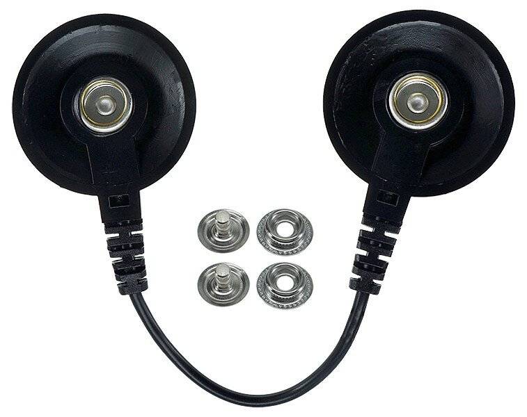 ESD-Erdungskabel, 2x 10 mm Druckknopf weiblich, schwarz, 0,15 m