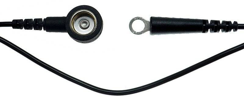 ESD-Erdungskabel, 10 mm Druckknopf/Öse, schwarz, 3,0 m