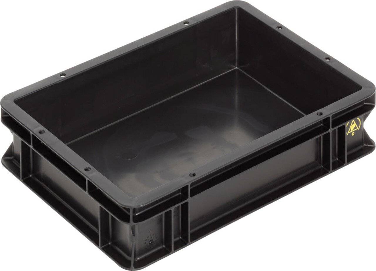 ESD Behälter BL, Griffleisten, schwarz, 400 x 300 x 101 mm