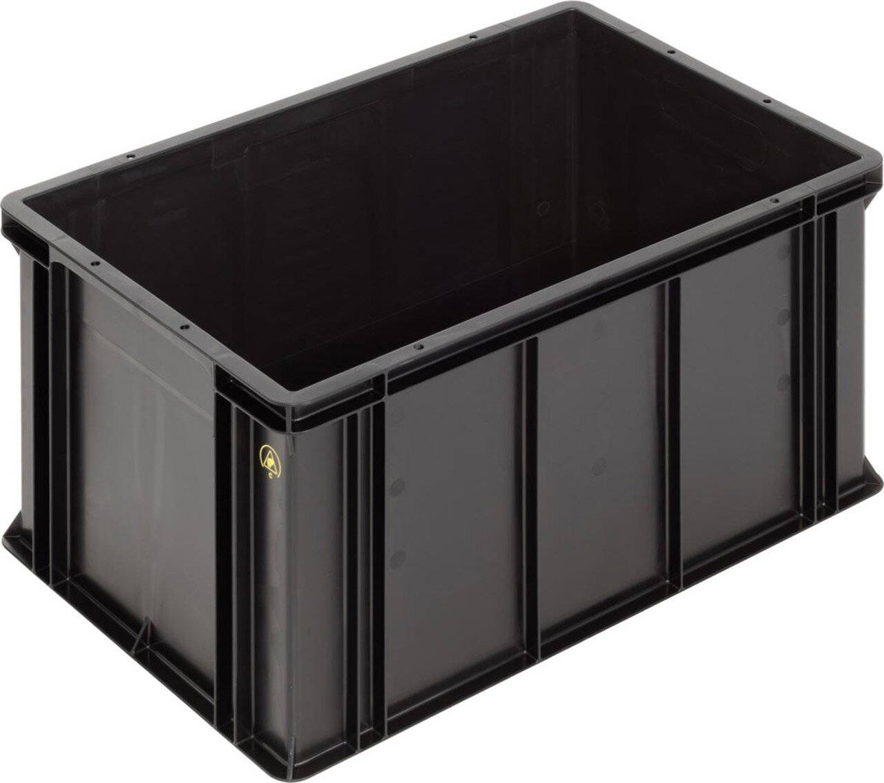 ESD Behälter BL, Griffleisten, schwarz, 600 x 400 x 320 mm
