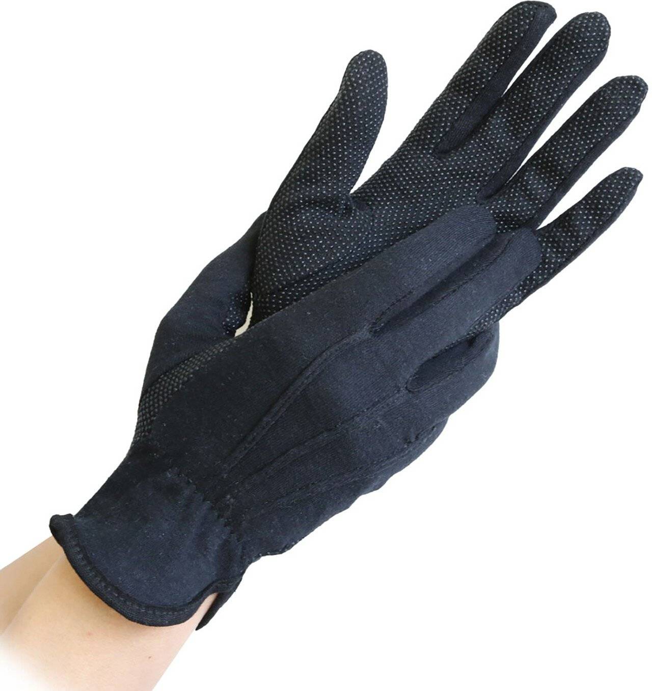 Hygostar Baumwoll-Handschuhe TRICOT GRIP mit PVC-Noppen, schwarz, Größe M