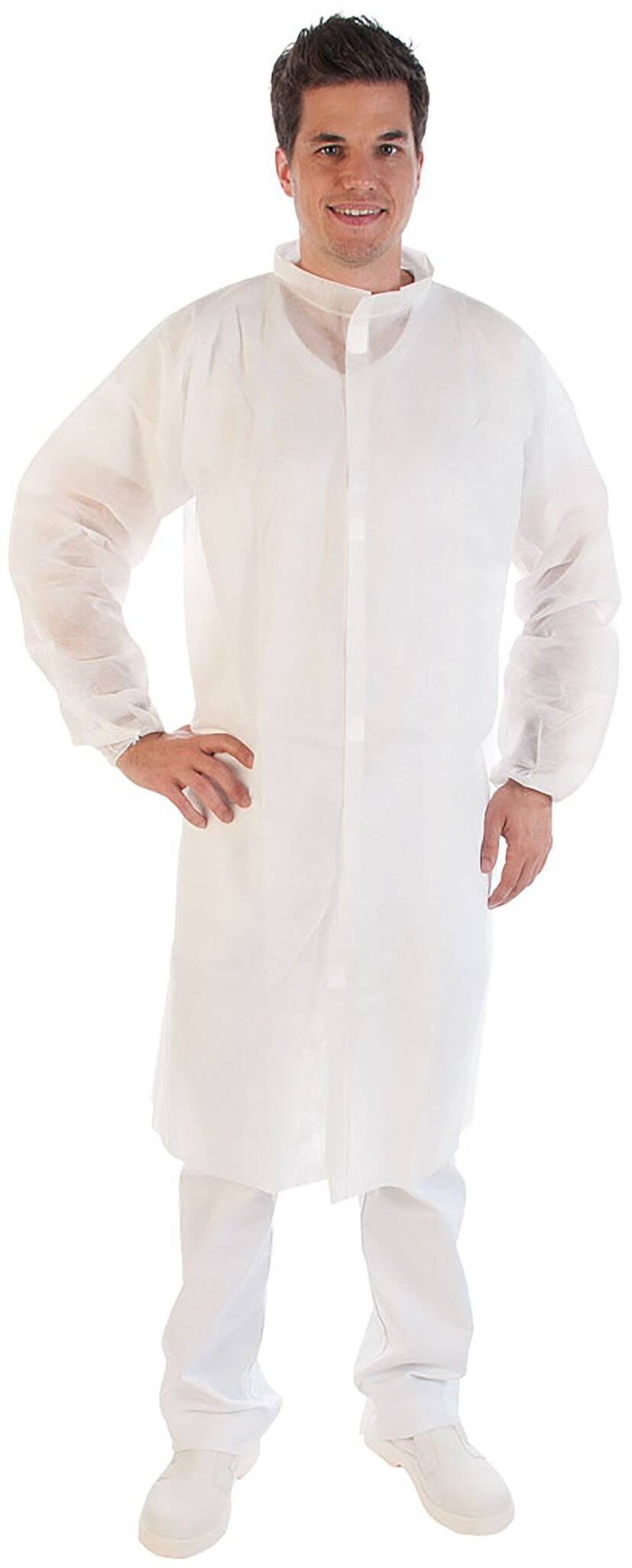 Hygonorm Besucherkittel "light", weiß, PP-Vlies 30gr/m², Klettverschluss, L