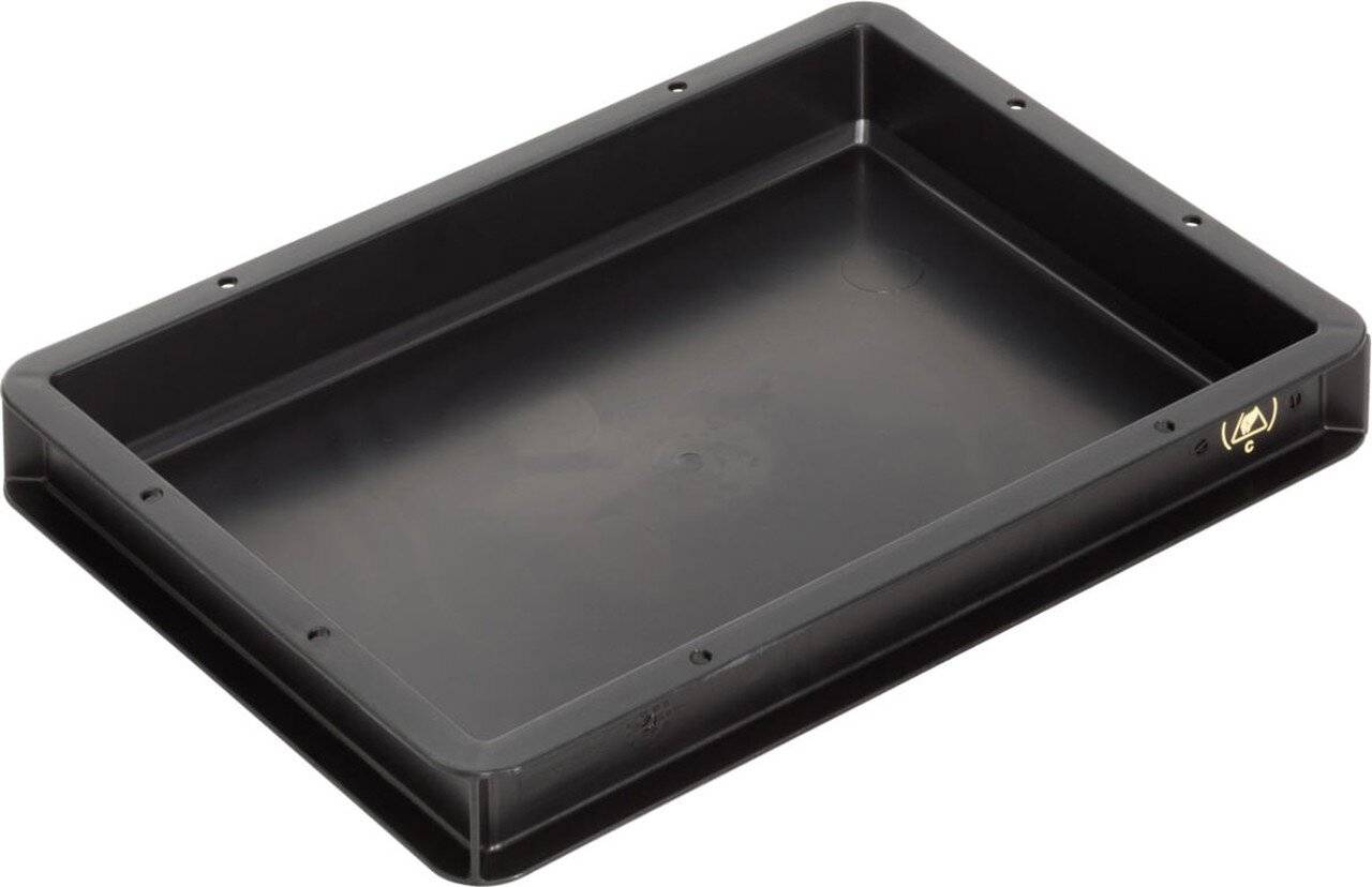 ESD Behälter BL, Griffleisten, schwarz, 400 x 300 x 53 mm