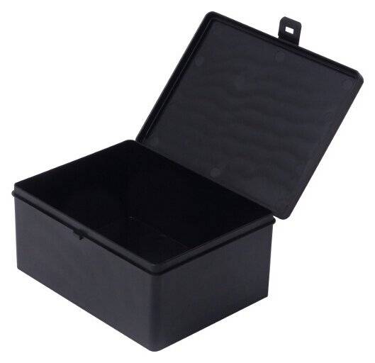 ESD Dose mit Scharnierdeckel, Karbon, 178 x 133 x 78 mm