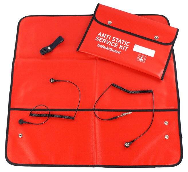 ESD-Service Kit, Arbeitsmatte, einfache Krokodilklemme, Vinyl, rot, 610 x 610 mm