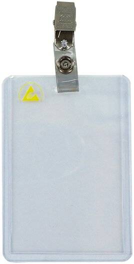 ESD-Ausweistasche mit Clip, Hochformat