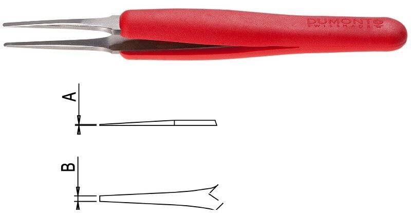 Pinzette Ergo ESD Typ F, breite, quadrate Spitzen, amagnetischer Stahl
