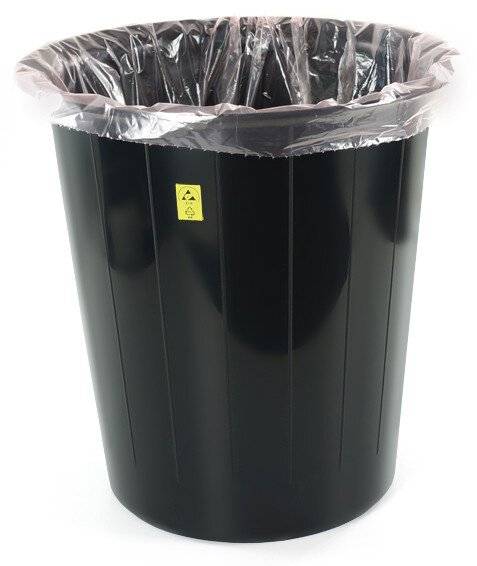 ESD-Mülleimer, rund, schwarz, 14 Liter, Ø 300 mm