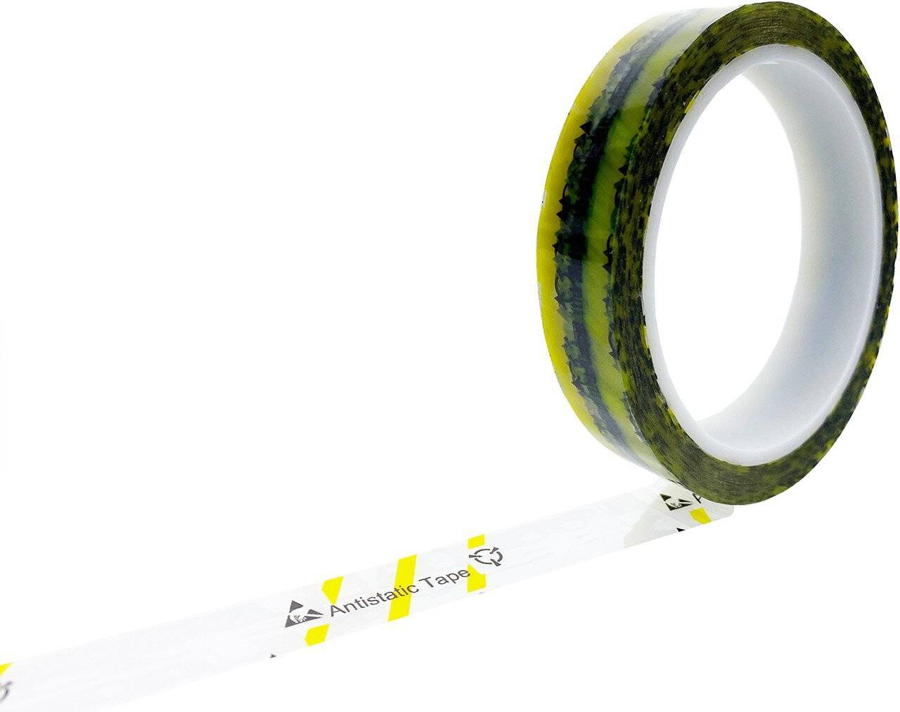 ESD-Klebeband mit ESD-Warnsymbol, transparent/gelb, 18mm, 36m