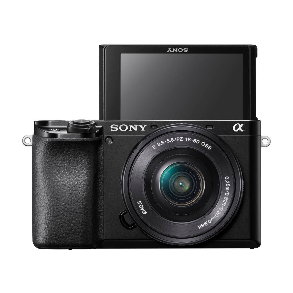 Sony alpha 6100 Digitalkamera 24.2 Megapixel Schwarz 4K-Video, Bluetooth, Klappbares Display, Optischer Sucher, WiFi