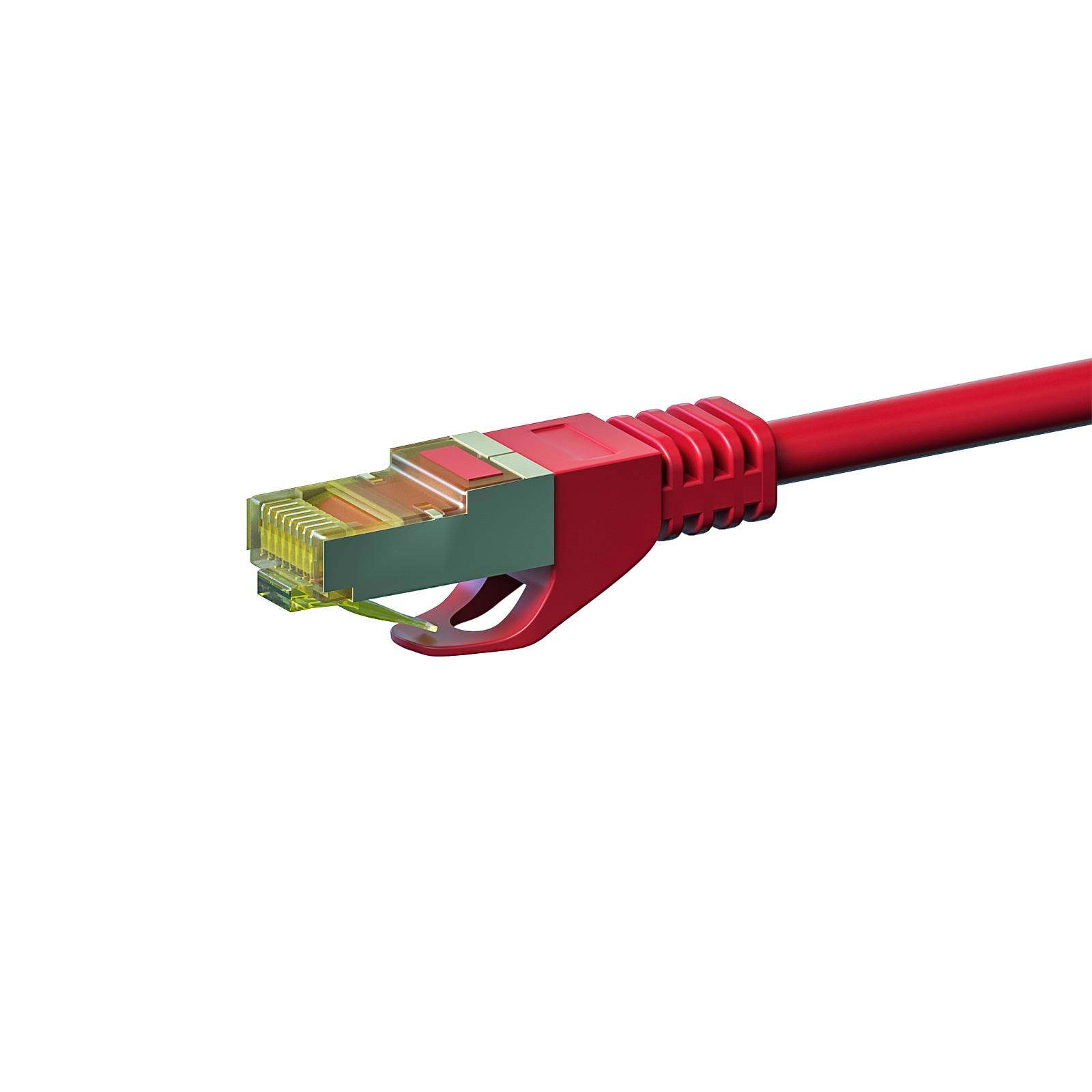Danicom - RJ45 Netzwerkkabel S/FTP (PiMF), mit CAT 7 Rohkabel, Rot, 1,50m
