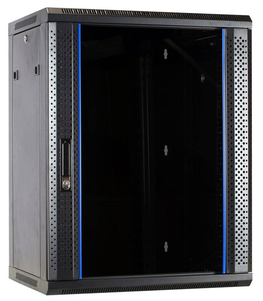 Danicom - 15 HE Serverschrank, Wandgehäuse, mit Glastür (BxTxH) 600 x 450 x 770 mm