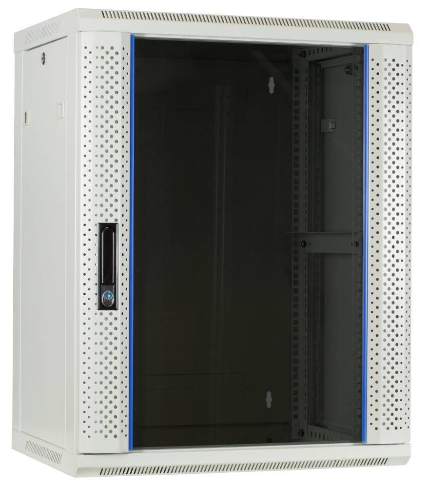 Danicom - 15 HE Serverschrank, Wandgehäuse, mit Glastür, Weiß, (BxTxH) 600 x 450 x 770mm