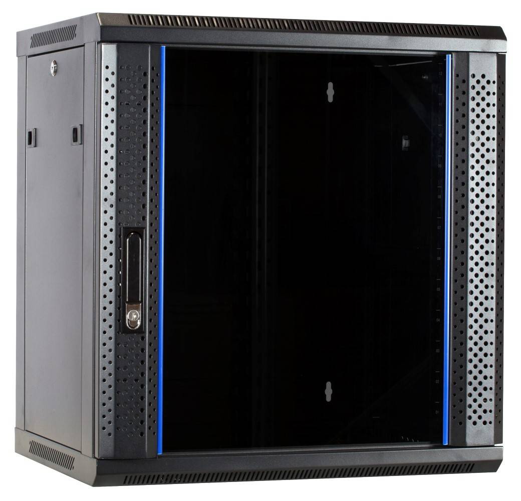 Danicom - 12 HE Serverschrank, Wandgehäuse, mit Glastür (BxTxH) 600 x 450 x 634mm