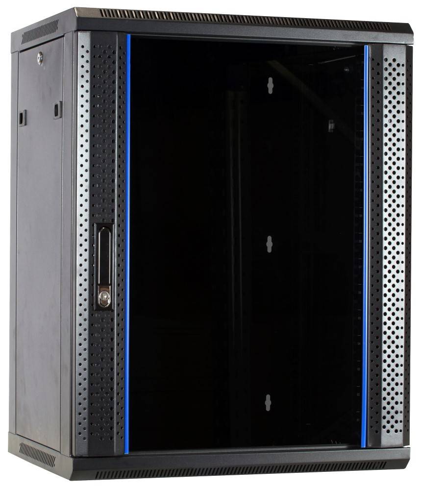 Danicom - 15 HE Serverschrank, Wandgehäuse mit Glastür, nicht vormontiert (BxTxH) 600 x 600 x 770mm