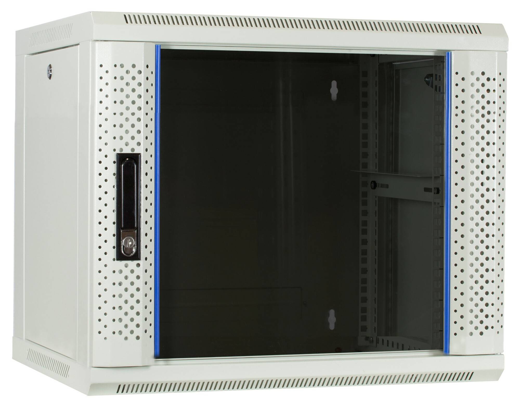 Danicom - 9 HE Serverschrank, Wandgehäuse, mit Glastür, Weiß, (BxTxH) 600 x 450 x 500mm