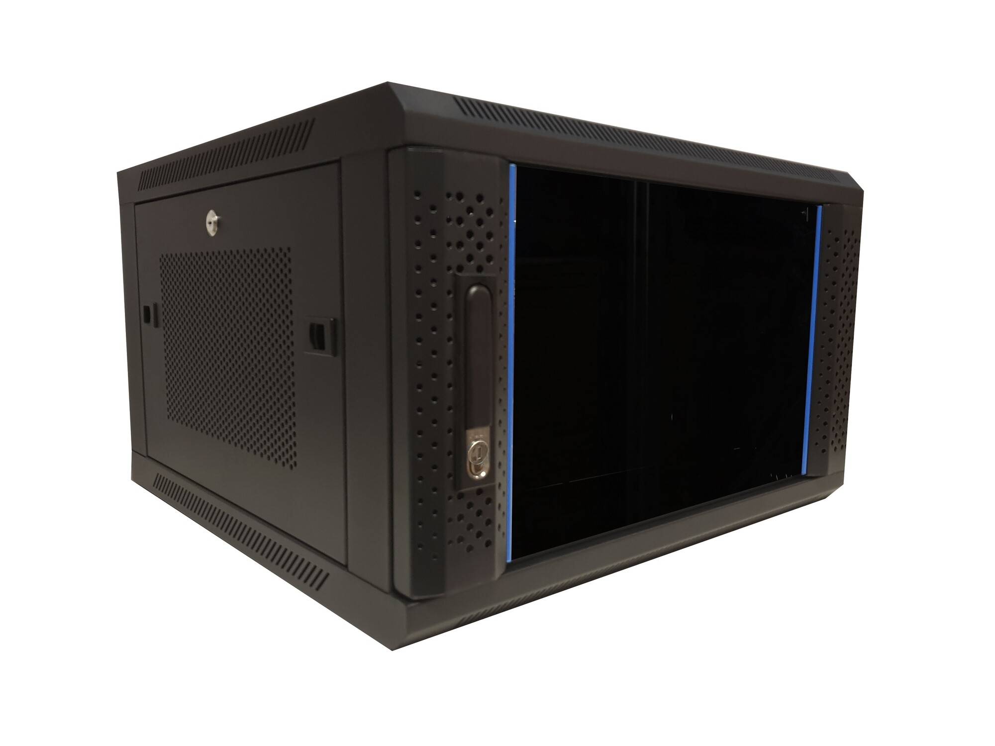 Danicom - 6 HE Serverschrank, 19” Wandgehäuse mit Glastür und Perforierte Seitenwände (BxTxH) 600 x 600 x 368mm