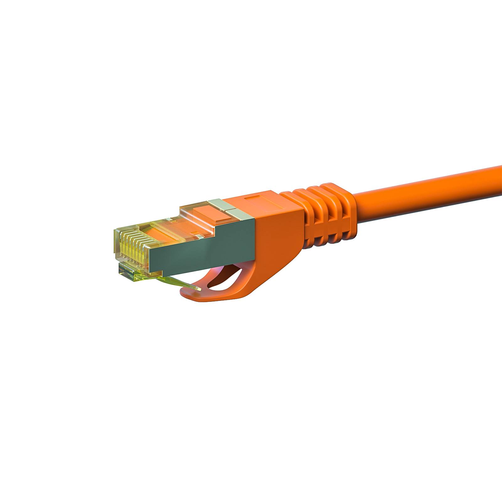 Danicom - RJ45 Netzwerkkabel S/FTP (PiMF), mit CAT 7 Rohkabel, Orange, 15m