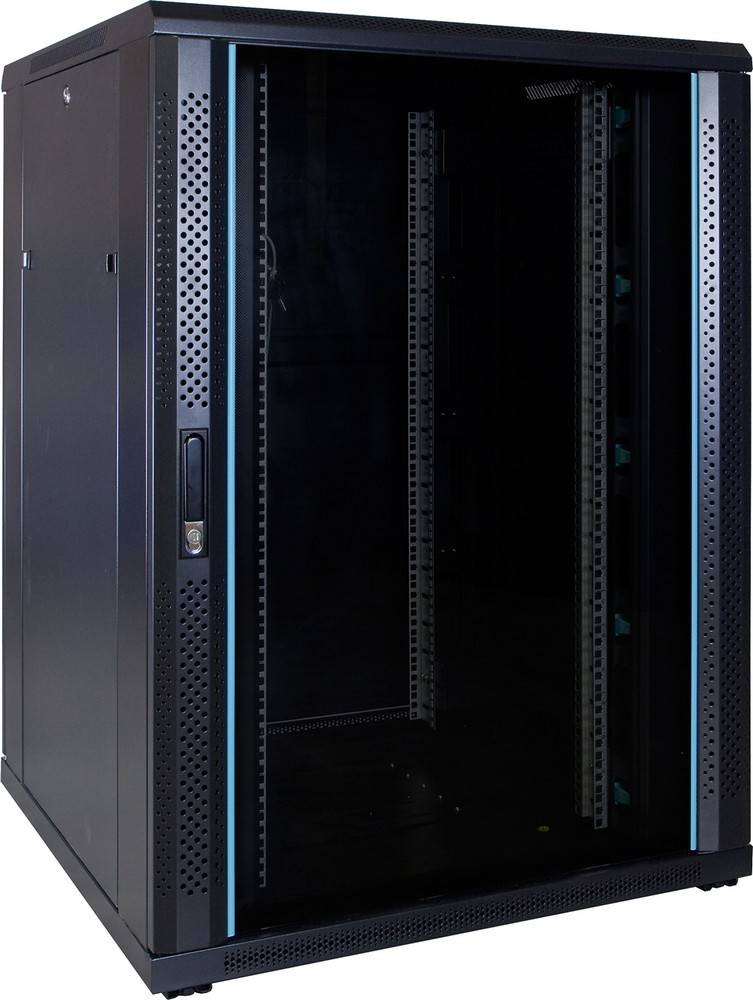 Danicom - 22 HE 19” Serverschrank, mit Glastür (BxTxH) 800 x 800 x 1200mm