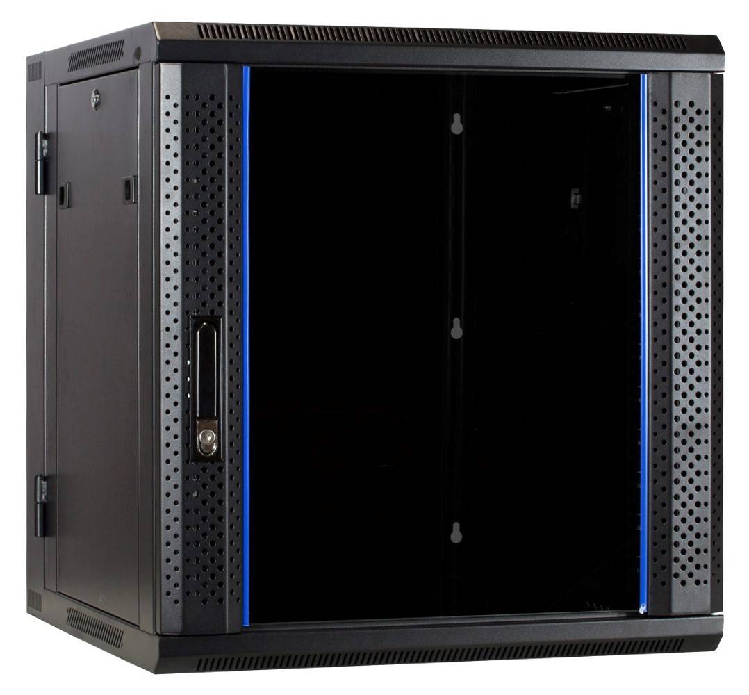 Danicom - 12 HE Serverschrank, wendbares Wandgehäuse mit Glastür (BxTxH) 600 x 600 x 635mm