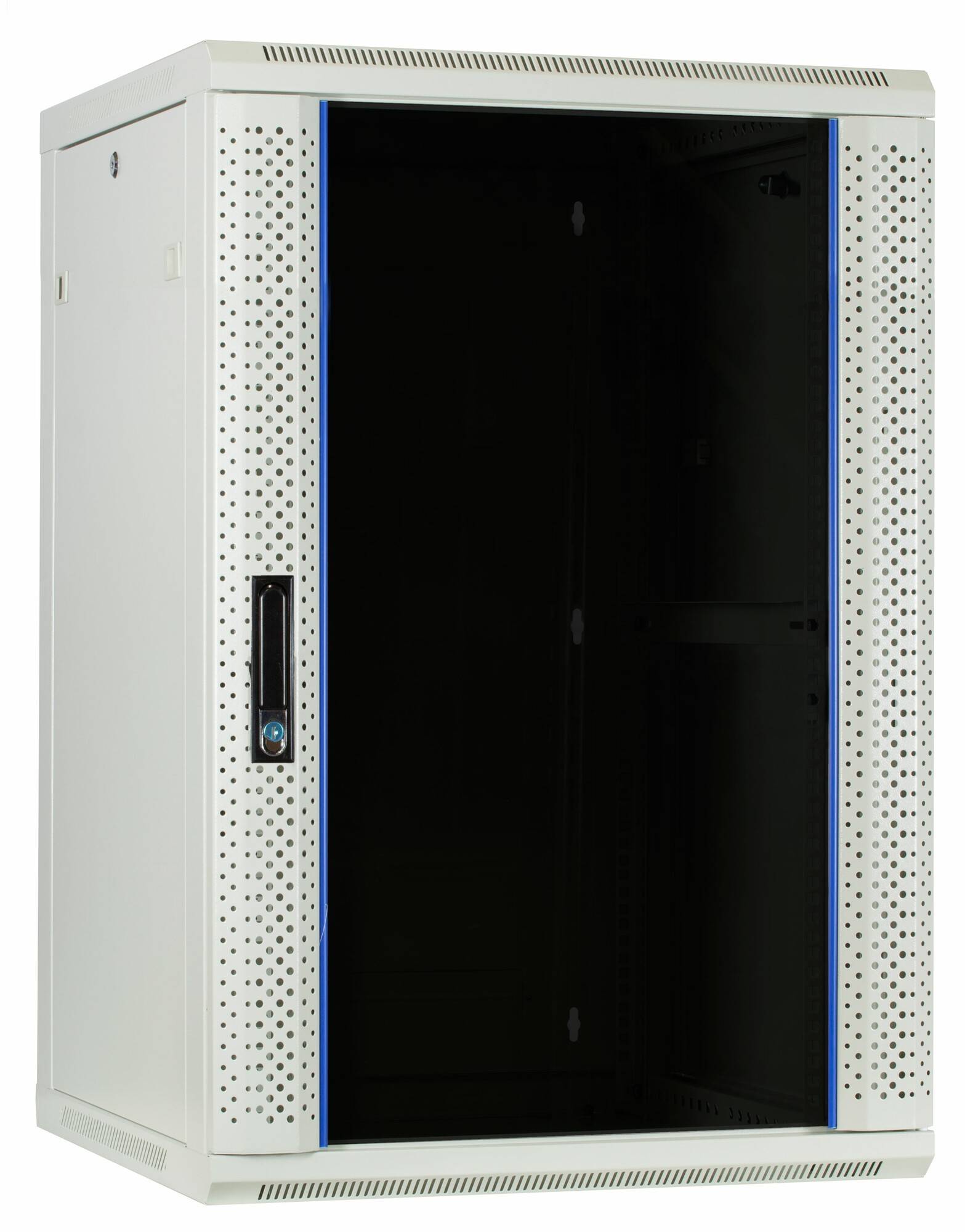 Danicom - 18 HE weißer Serverschrank, Wandgehäuse mit Glastür (BxTxH) 600 x 600 x 900mm