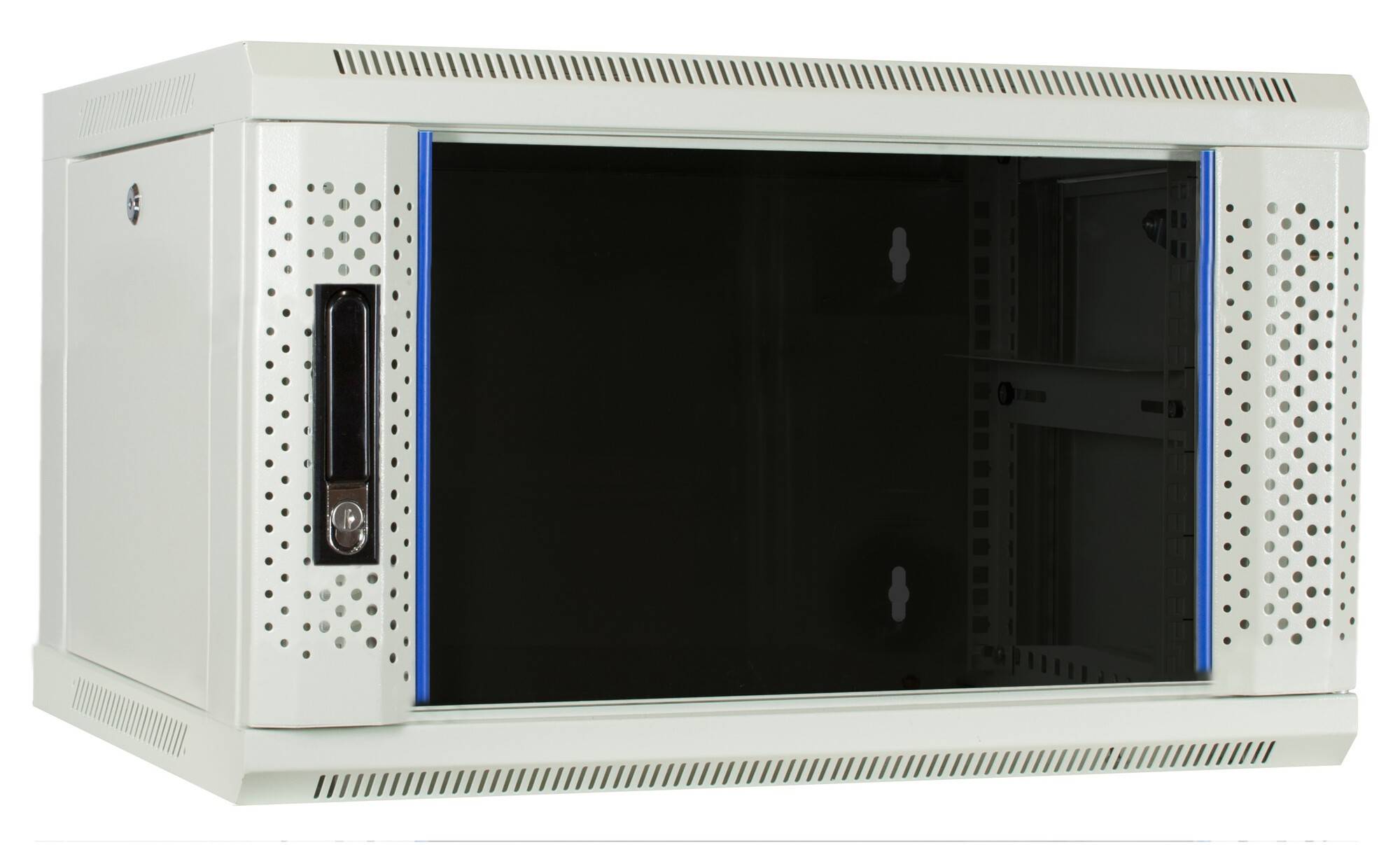 Danicom - 6 HE Serverschrank, Wandgehäuse, mit Glastür, Weiß, (BxTxH) 600 x 450 x 367 mm