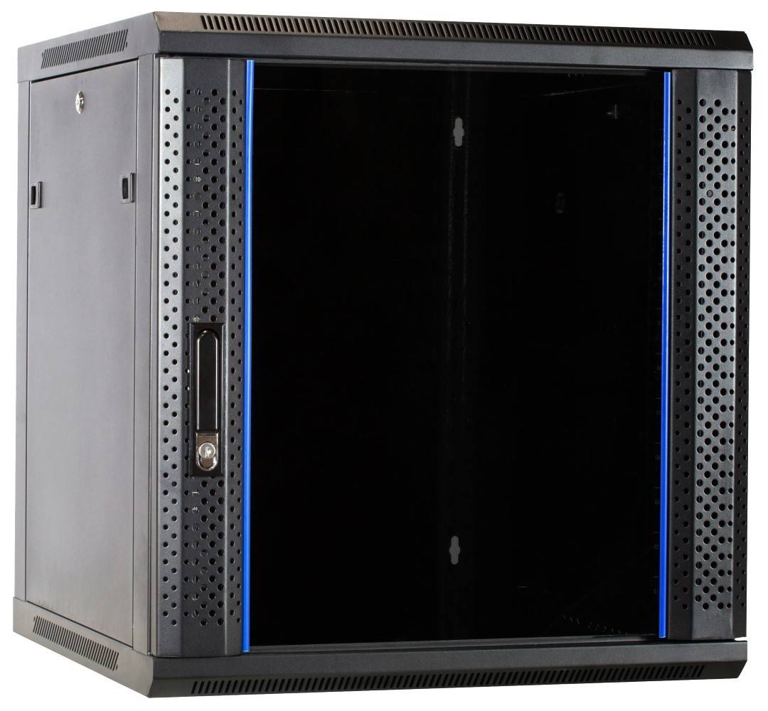 Danicom - 12 HE Serverschrank, Wandgehäuse mit Glastür, nicht vormontiert (BxTxH) 600 x 600 x 635mm