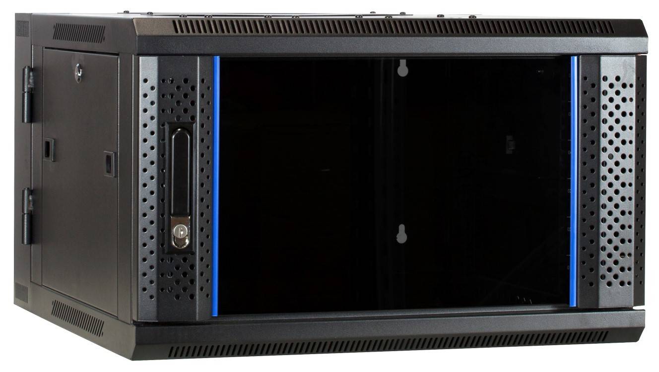 Danicom - 6 HE Serverschrank, wendbares Wandgehäuse mit Glastür (BxTxH) 600 x 600 x 368mm