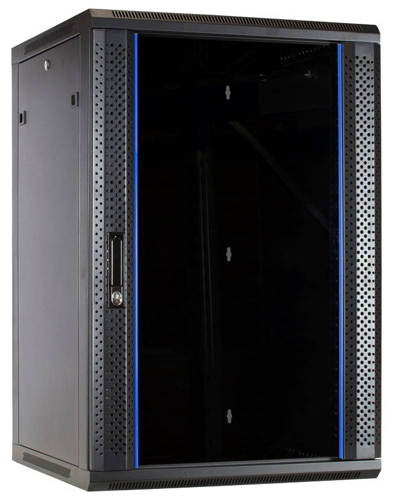 Danicom - 18 HE Serverschrank, Wandgehäuse mit Glastür (BxTxH) 600 x 600 x 900mm