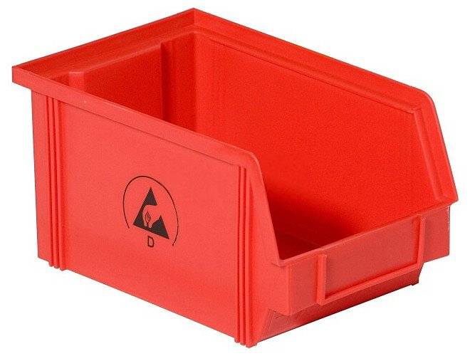 ESD-Sichtlagerkasten IDP-STAT, ableitend, rot, 350x200x145 mm