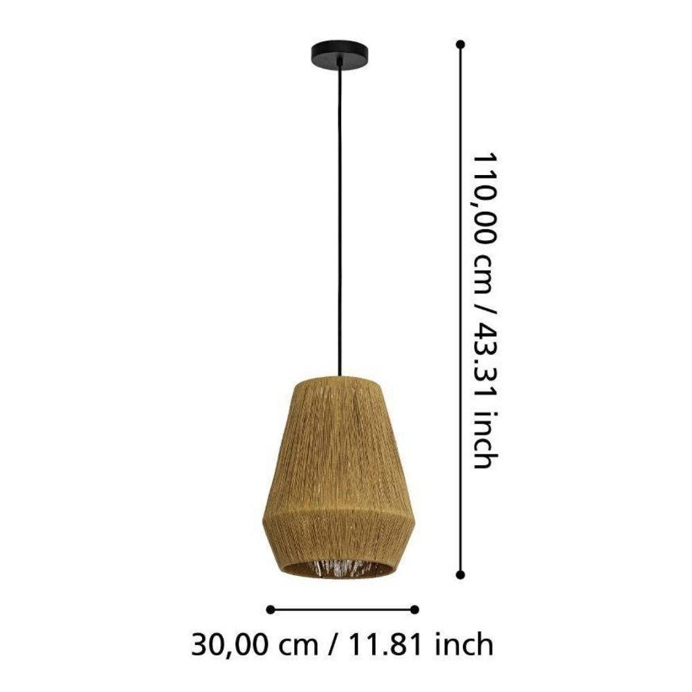 EGLO Pendelleuchte LB22 , max. 40W Textilfaden natur Stahl schwarz, 43785