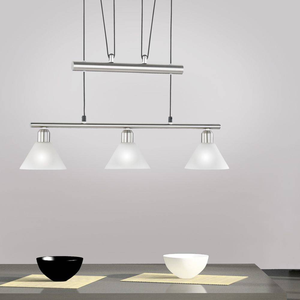 TRIO - JoJo-Balkenpendel 3xE143751031-07max.40W L 67cm Nickel matt Glas