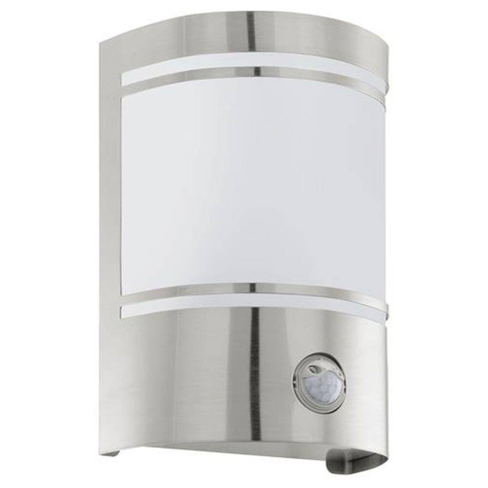 Außenwandleuchte Bewegungsmelder IP44 halbrund Glas satiniert Edelstahl