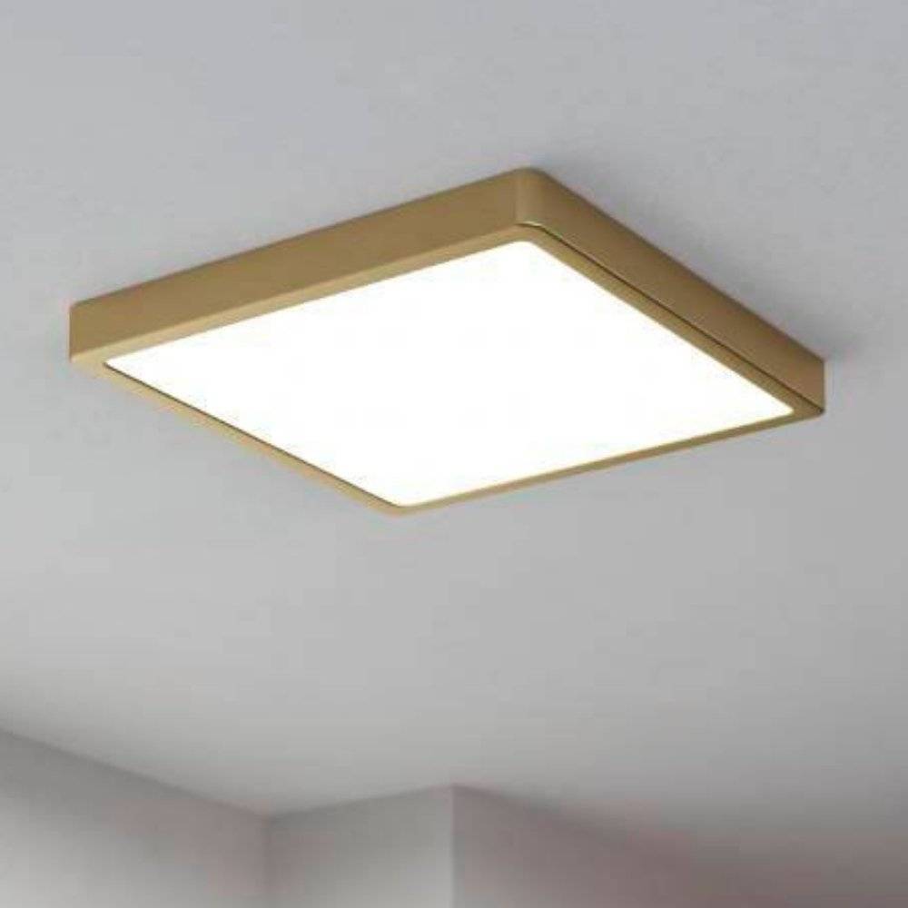 LED Deckenleuchte Fueva in Messing-gebürstet und Weiß 20,5W 2400lm 285mm