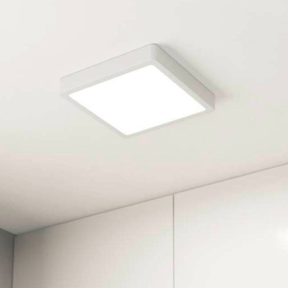 LED Deckenleuchte Fueva in Weiß 17W 2000lm IP44 210mm eckig