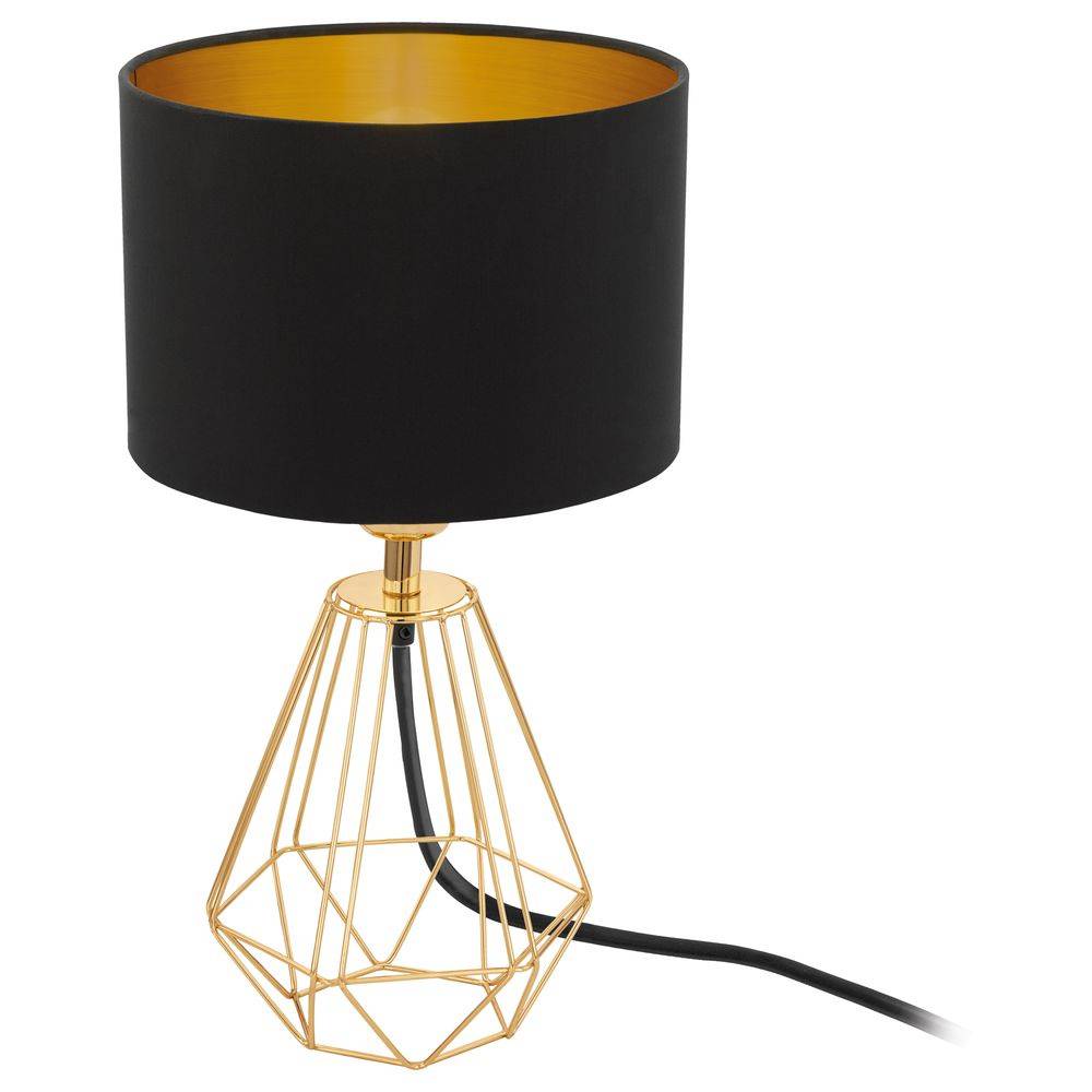 EGLO Carlton 2 - Schwarz - Messing - Gold - Stoff - Stahl - Schlafzimmer - Wohnz