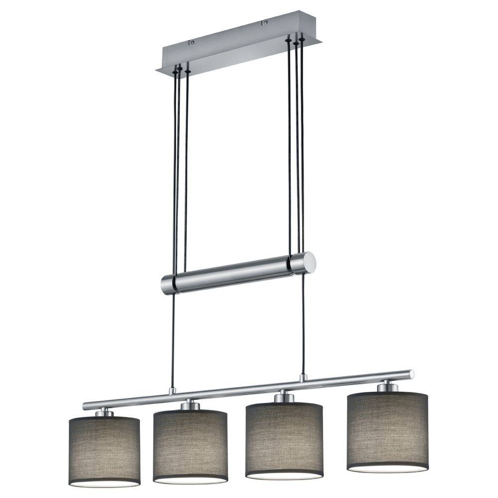 Trio 305400411 JoJo-Pendel GARDA 4xE14 o.LM, Stoffschirme grau,Nickel matt