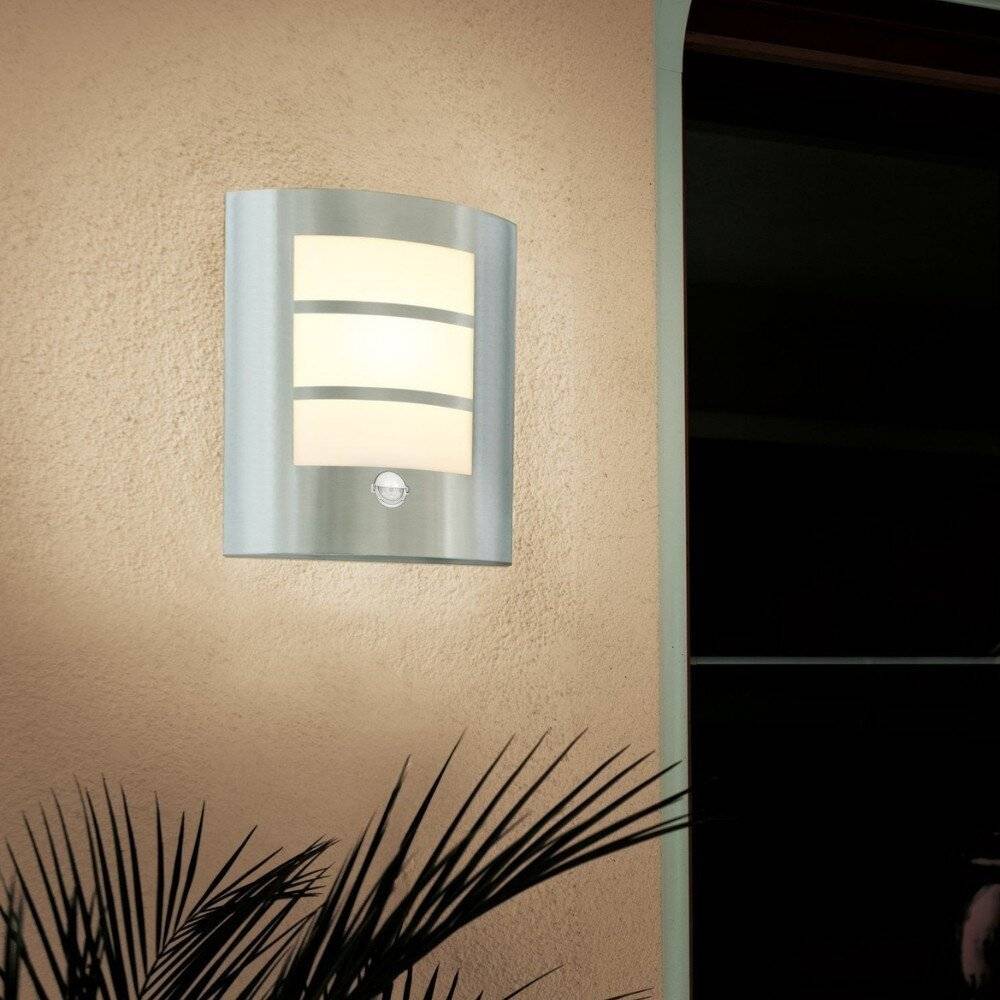 EGLO AL-DL/1 EDELSTAHL M.SENSOR 'CITY' City Außendeckenleuchte PL/E27,1X15 W