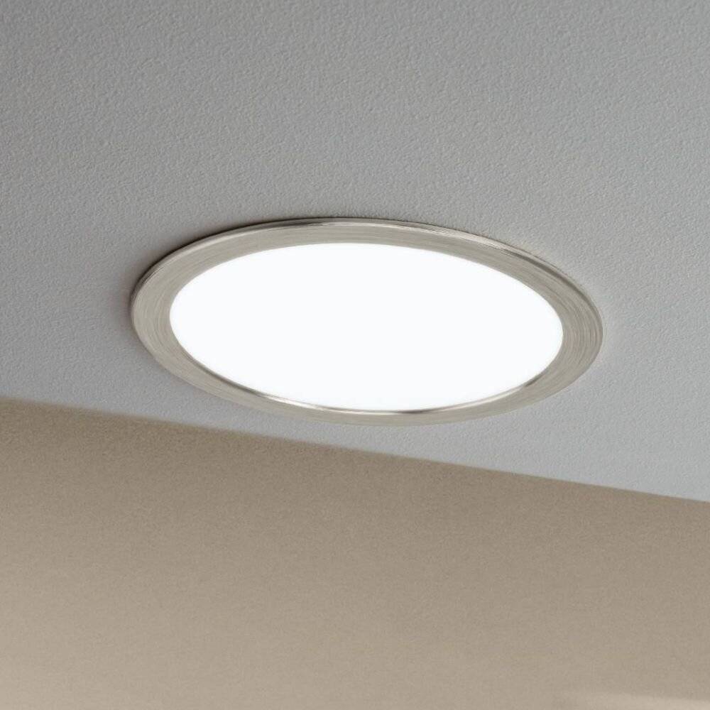 LED Einbauleuchte Fueva in Nickel-matt und Weiß 16,5W 2100lm IP44 216mm