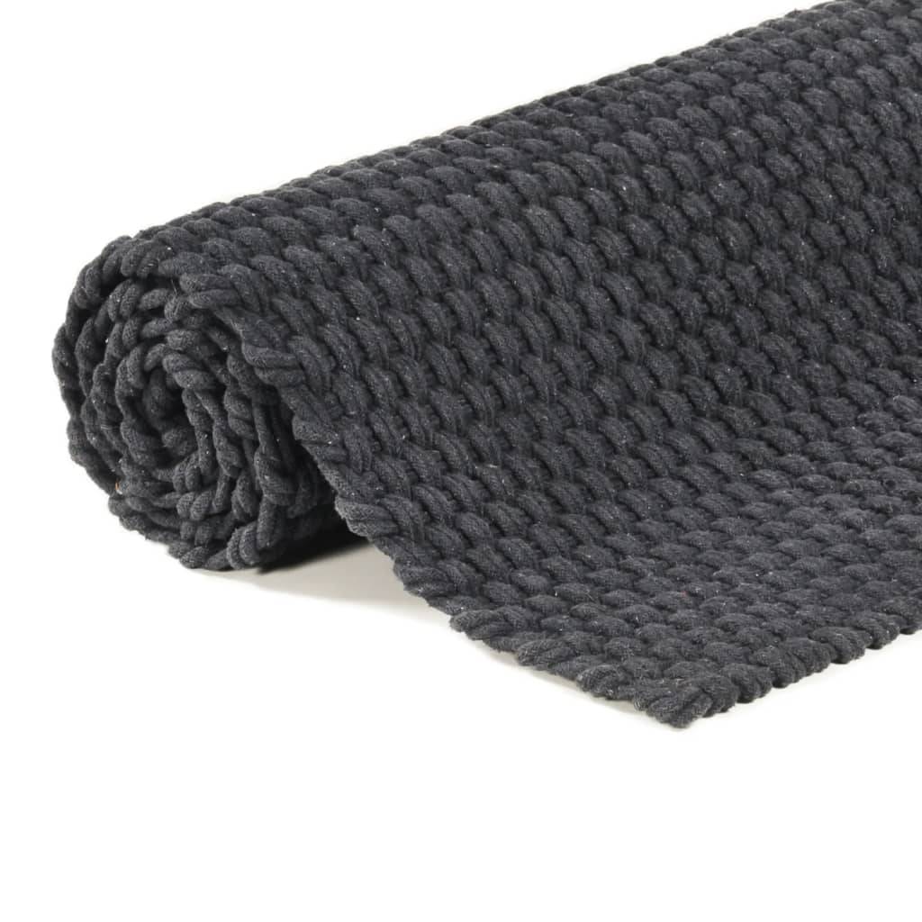 vidaXL Teppich Rechteckig Anthrazit 160x230 cm Baumwolle