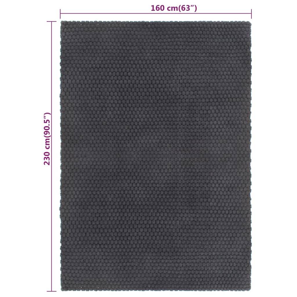 vidaXL Teppich Rechteckig Anthrazit 160x230 cm Baumwolle