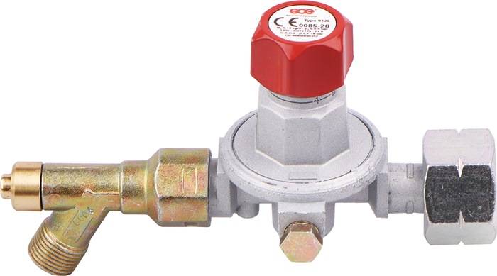 Regler m.Skala u.Schlauchbruchsicher. 0,5-4bar b.14 kg/h W 21,8x1/14Zoll LH GCE